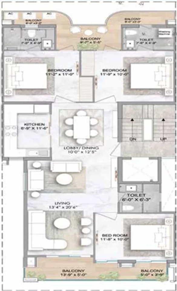 Smart World Orchard — 3 BHK floor plan