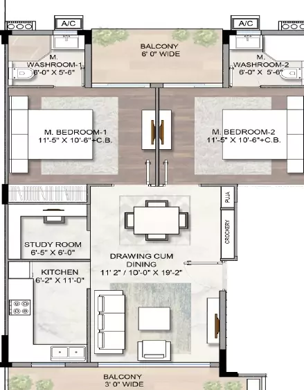 Smart World Gems — 2.5 BHK floor plan