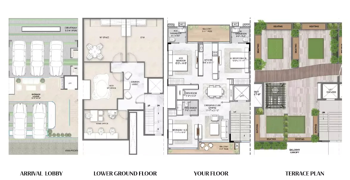 Smart World Gems — 3 BHK floor plan