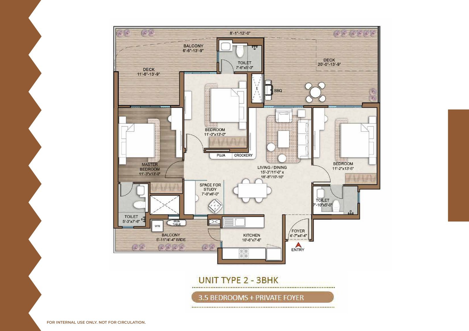 Smart World One DXP — 3 BHK — Unit Type 2 floor plan