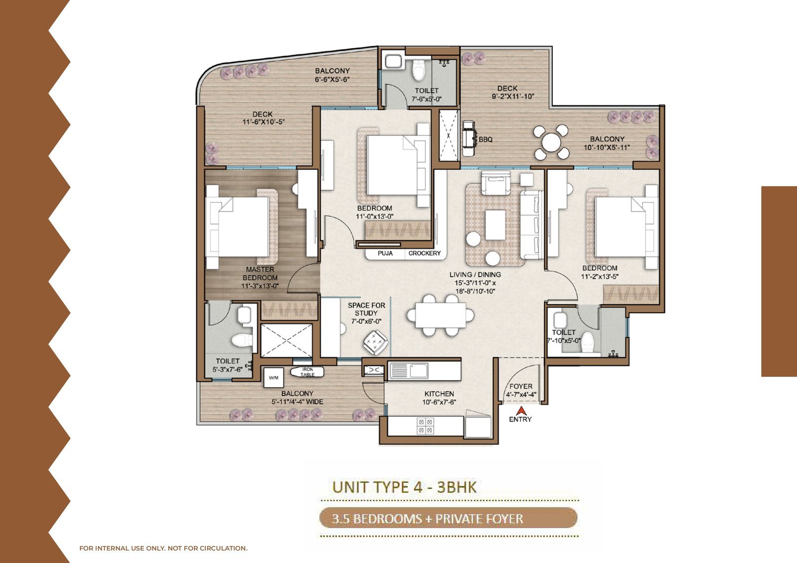 Smart World One DXP — 3 BHK — Unit Type 4 floor plan