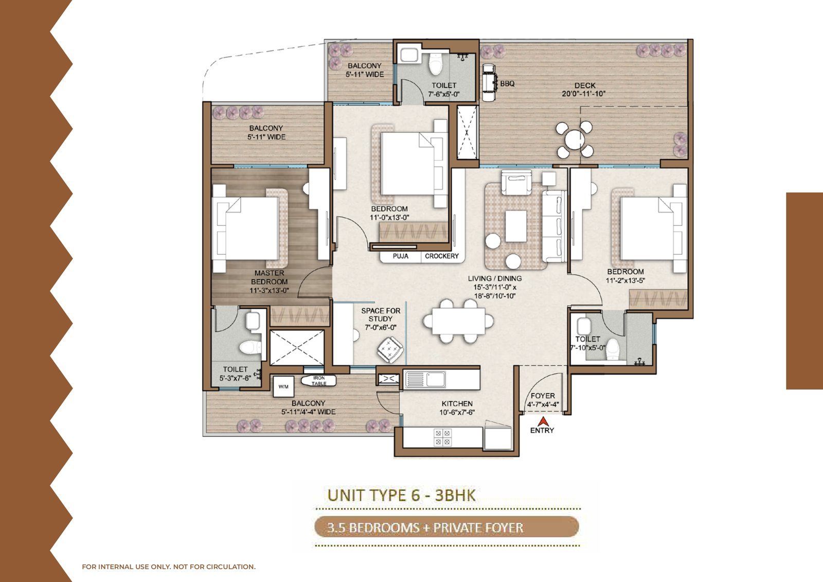 Smart World One DXP — 3 BHK — Unit Type 6 floor plan