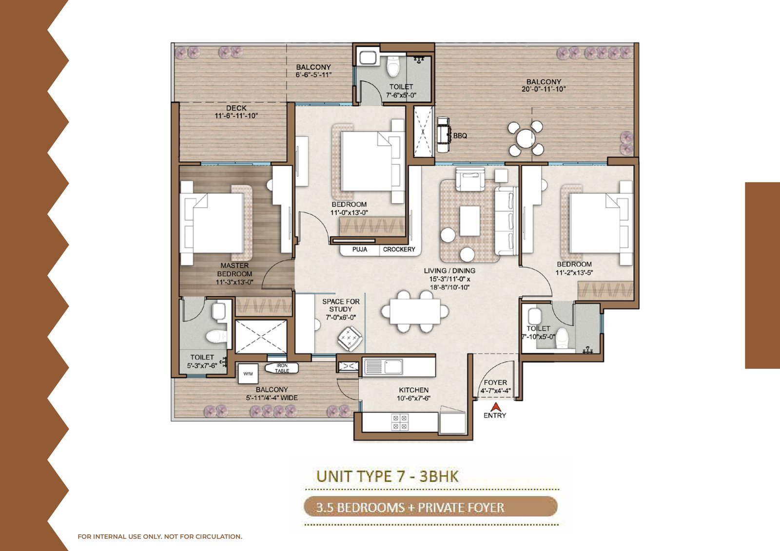 Smart World One DXP — 3 BHK — Unit Type 7 floor plan