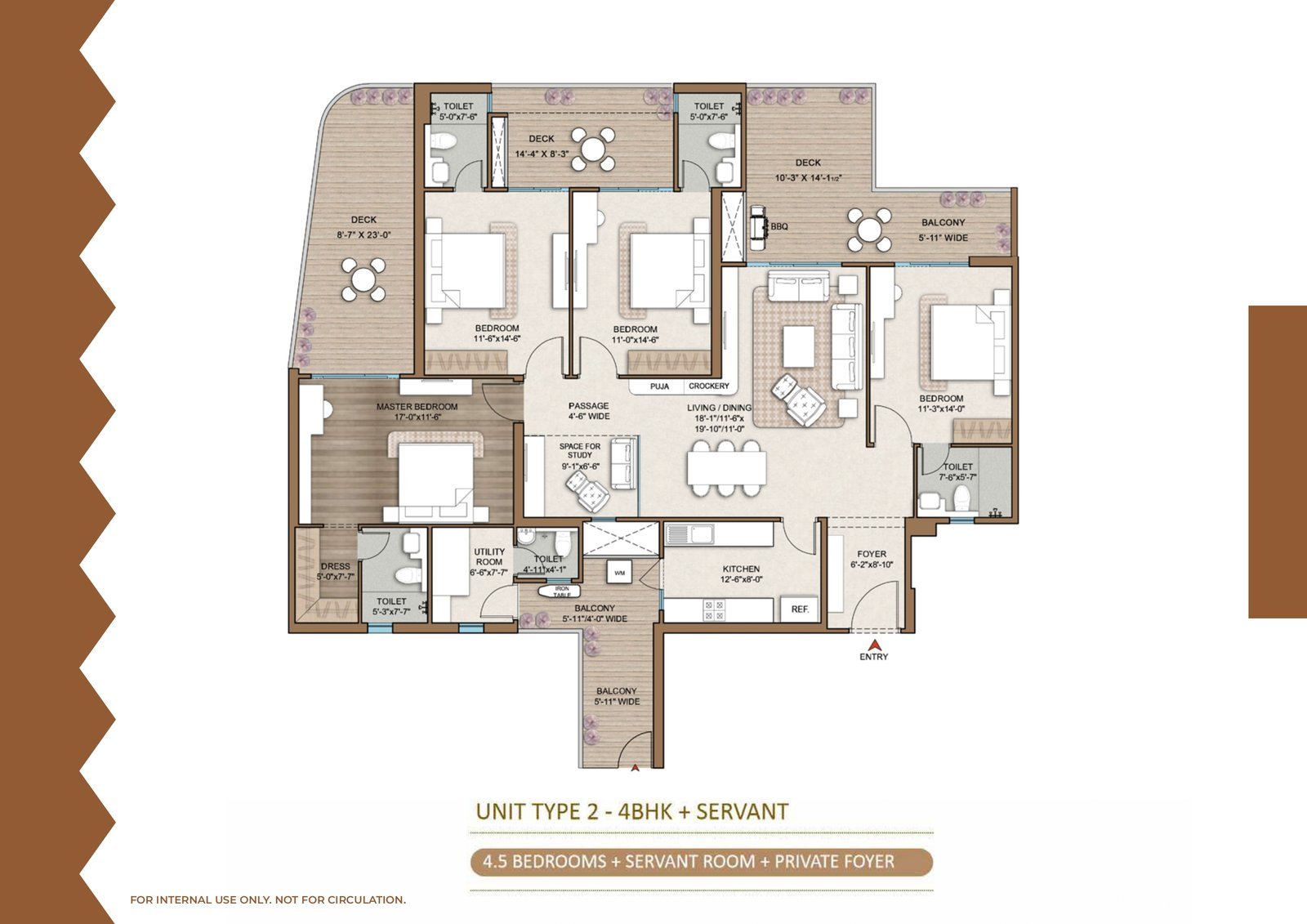 Smart World One DXP — 4 BHK + Servant — Type 2 floor plan