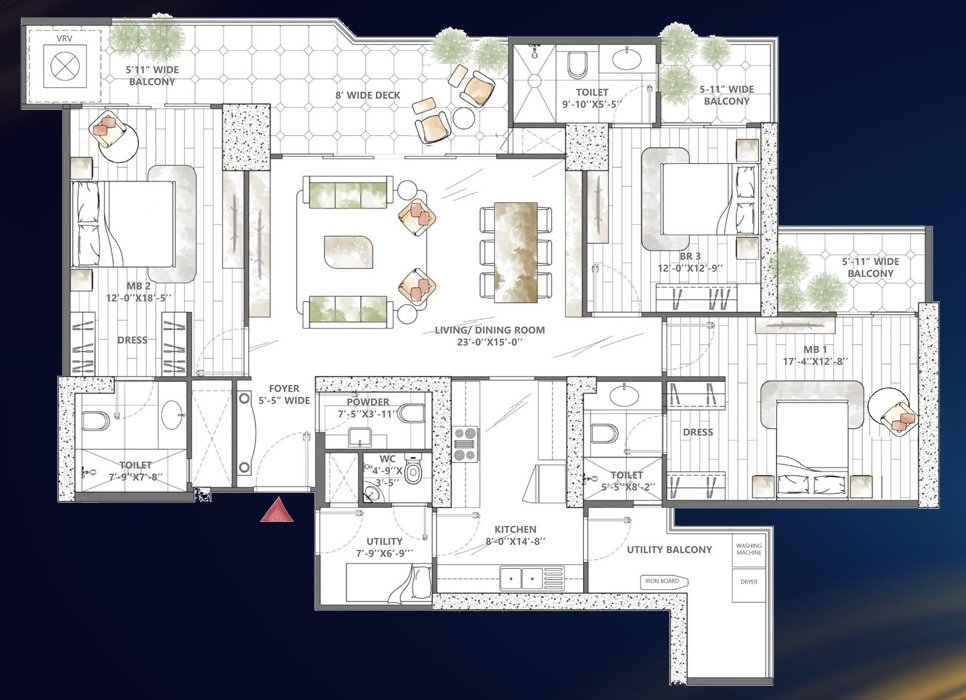Smart World Sky Arc — 3.5 BHK floor plan