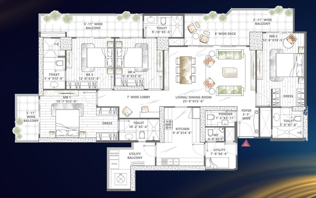 Smart World Sky Arc — 4.5 BHK floor plan