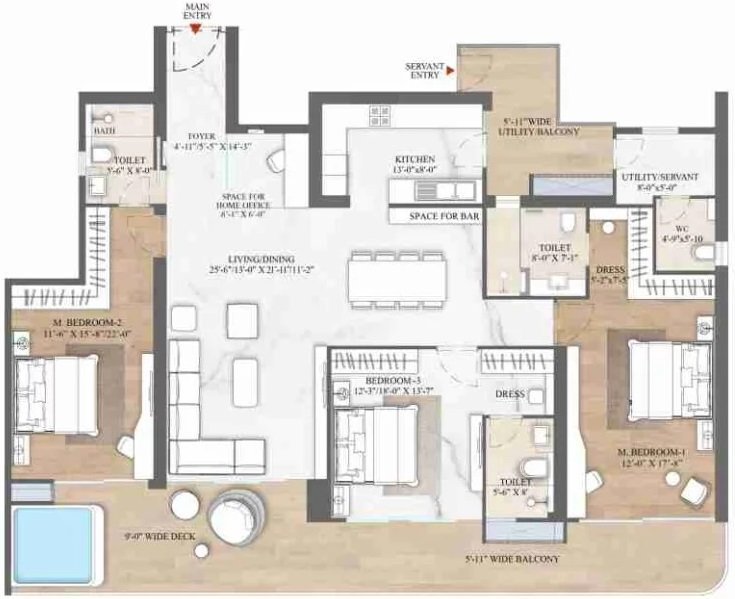Smart World The Edition — 3.5 BHK floor plan